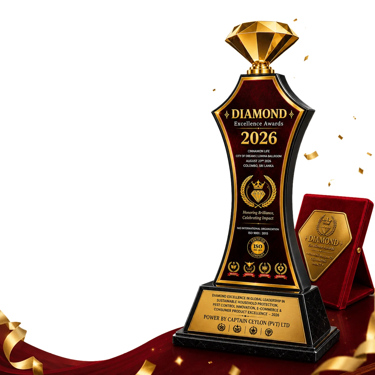 Diamond Excellence Awards 2026 trophy and recognition set